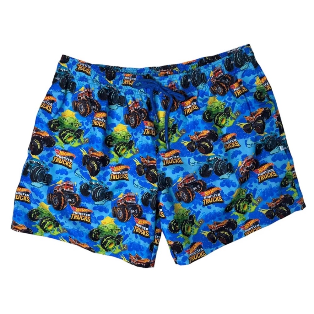 Posh Peanut x Hot Wheels Monster Trucks Swim Trunks Shorts Blue Men's Size XL